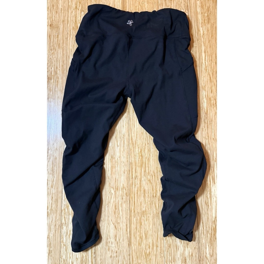 Sweetflexx Leggings Womens Sz 8 Black High Rise Textured Resistance Band Shaping - Picture 5 of 5